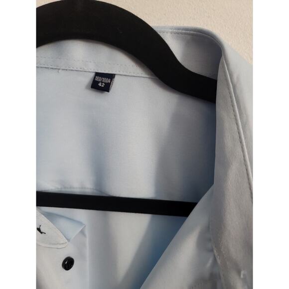 Men's Full Button Up Blue Short Sleeve Shirt Size Large - Picture 4 of 4